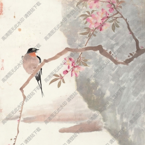 江寒汀國(guó)畫作品 桃花春燕 高清下載