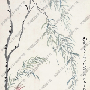 江寒汀國(guó)畫作品 桃花雙棲 高清下載