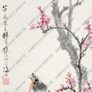 江寒汀國(guó)畫作品 桃花小鳥 高清下載