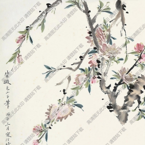 江寒汀國(guó)畫作品 桃花鴛鴦 高清下載