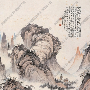 錢松巖國畫作品 溪山行旅圖 高清下載