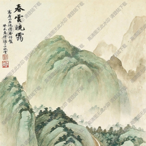 吳湖帆國(guó)畫 春云曉靄 高清大圖下載