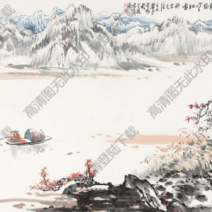 蕭平國畫 寒江獨釣 高清大圖下載