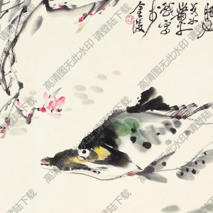 蕭平國(guó)畫作品 桃花流水鱖魚肥 高清下載