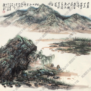 蕭平國(guó)畫作品 煙雨垂釣 高清下載