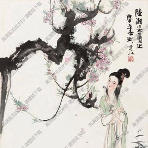 劉旦宅國畫 黛玉葬花 高清大圖下載