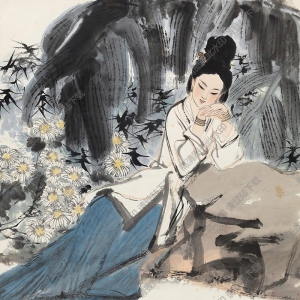 劉旦宅國畫 觀菊 高清大圖下載