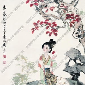 劉旦宅國畫 紅葉詩思 高清大圖下載