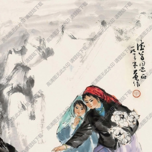 劉旦宅國畫作品 雪山采蓮圖 高清下載