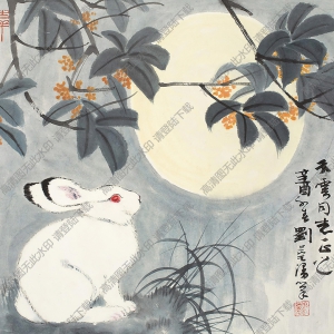 劉旦宅國畫作品 月下桂兔 高清下載