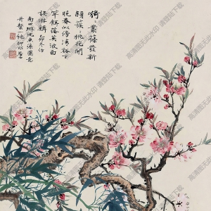 陸抑非國(guó)畫(huà)作品 桃花游魚(yú) 高清下載