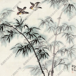 陸抑非國(guó)畫(huà)作品 瀟湘竹影 高清下載