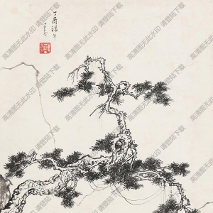 溥儒國(guó)畫作品 松下賞月 高清下載
