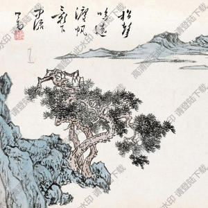 溥儒國(guó)畫作品 松影歸帆 高清下載