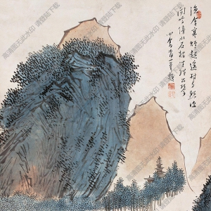 溥儒國(guó)畫作品 夕照遙村 高清下載
