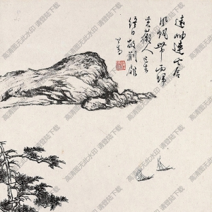 溥儒國(guó)畫作品 細(xì)雨歸帆 高清下載