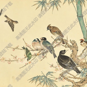 溥儒國(guó)畫(huà)作品 葉舞梅斜 高清下載