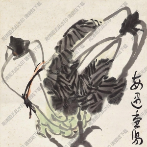 李苦禪國(guó)畫_白菜螃蟹_高清大圖下載