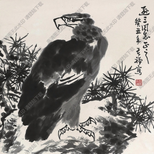 李苦禪國畫作品_松鷹圖_高清下載