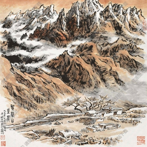 張仃國(guó)畫 賀蘭山之晨 高清大圖下載