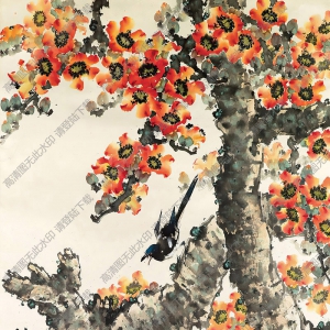 趙少昂作品 木棉小鳥(niǎo) 高清大圖下載