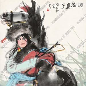 周昌谷國畫 草原之子 高清大圖下載