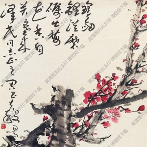 周昌谷國畫 紅梅圖 高清大圖下載