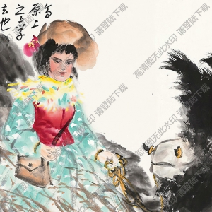 周昌谷國(guó)畫(huà)作品 少女3 高清下載