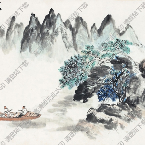 趙望云國畫 泛舟圖 高清大圖下載