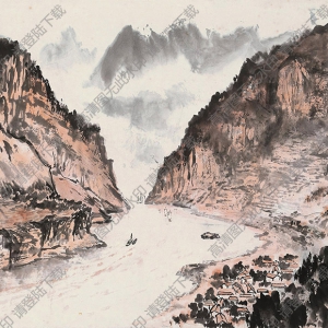 趙望云國畫作品 峽江遠(yuǎn)帆 高清下載