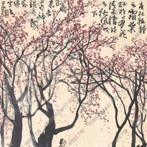 李可染國畫作品_秋風吹下紅雨來_高清大圖下載