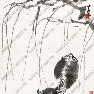李可染作品_牧牛圖3_高清大圖下載