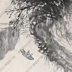 徐渭國(guó)畫(huà)作品 山澗蕩舟圖 高清下載
