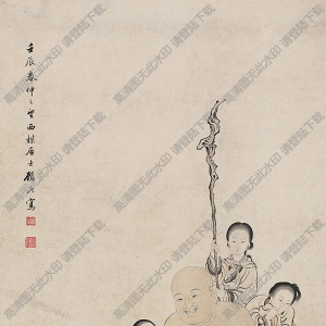 顧洛作品 六女戲彌陀 高清大圖下載