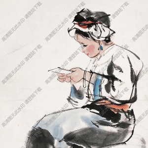 周思聰國畫作品 少數(shù)民族少女 高清下載