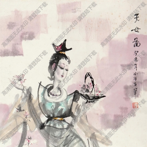 傅小石國(guó)畫(huà)作品 天女圖 高清下載