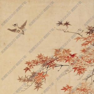陳樹人國(guó)畫 楓葉嗚禽 高清大圖下載