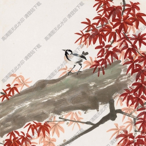 陳樹人國(guó)畫 紅楓小鳥 高清大圖下載
