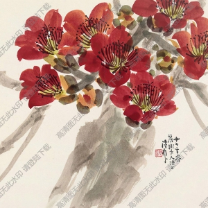 陳樹人國(guó)畫 紅梅 高清大圖下載