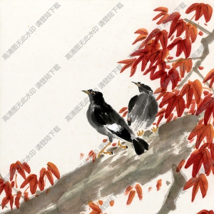 陳樹人國(guó)畫 紅葉八哥2 高清大圖下載