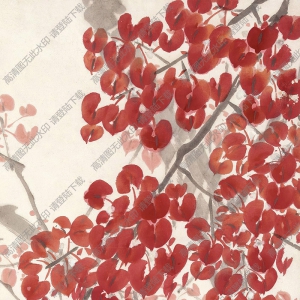 陳樹人國(guó)畫 紅葉飛禽 高清大圖下載