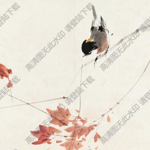 陳樹人國(guó)畫 紅葉小鳥4 高清大圖下載