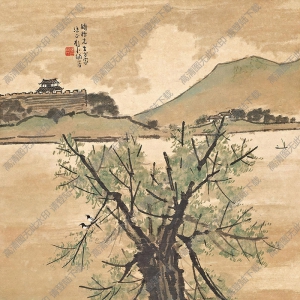 陳樹人國(guó)畫 后湖柳色 高清大圖下載