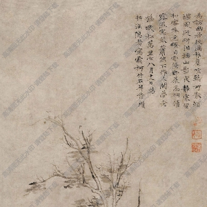 倪云林國(guó)畫作品 霜柯竹石圖 高清下載