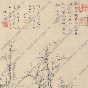 倪瓚國(guó)畫(huà) 平林清遠(yuǎn)圖 高清大圖下載