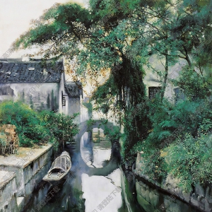 潘鴻海油畫作品 水鄉(xiāng)晨曦 高清下載