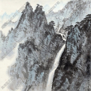 魏紫熙國畫作品 廬山飛瀑 高清下載