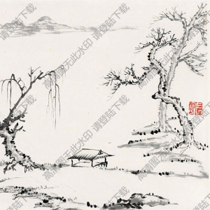 林散之國畫作品 疏林遠(yuǎn)渚 高清下載