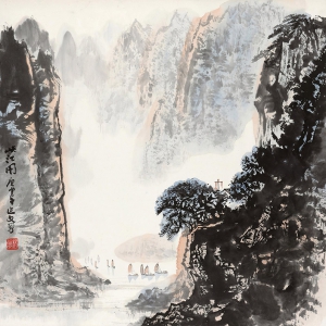 楊延文國畫 峽江圖 高清大圖下載