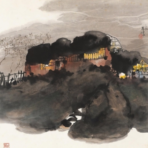 楊延文國畫 鄉(xiāng)村人家 高清大圖下載
